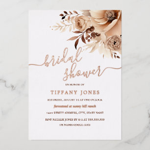 ROSE GOLD FOIL Boho Beige Floral Bridal Shower
