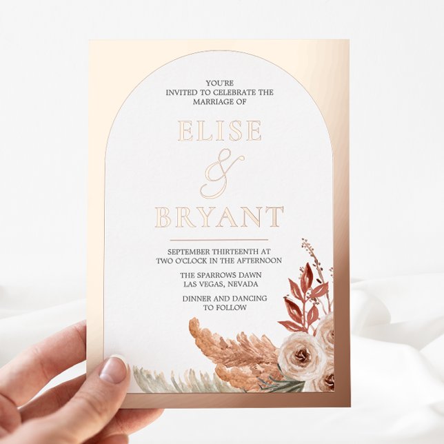 Rose Gold Foil Boho Floral Modern White Wedding (Creator Uploaded)
