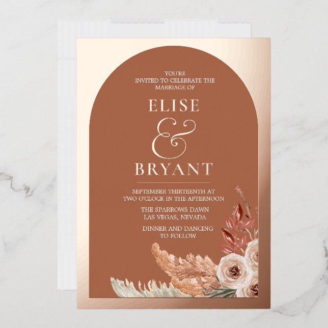 Rose Gold Foil Boho Floral Summer Wedding  (Envelope)