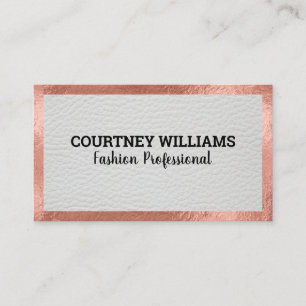 Rose Gold Foil Border Leather Business Card
