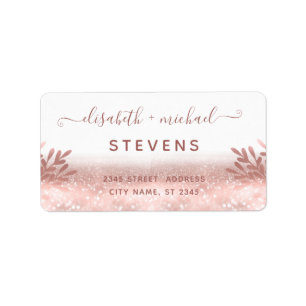 Rose gold foil botanical glittery calligraphy labe label