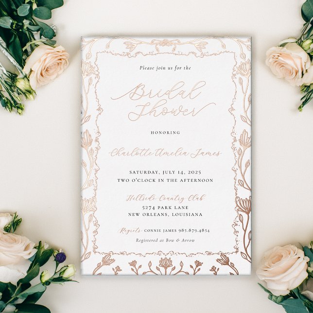 Rose Gold Foil Bridal Shower Invitation (Creator Uploaded)