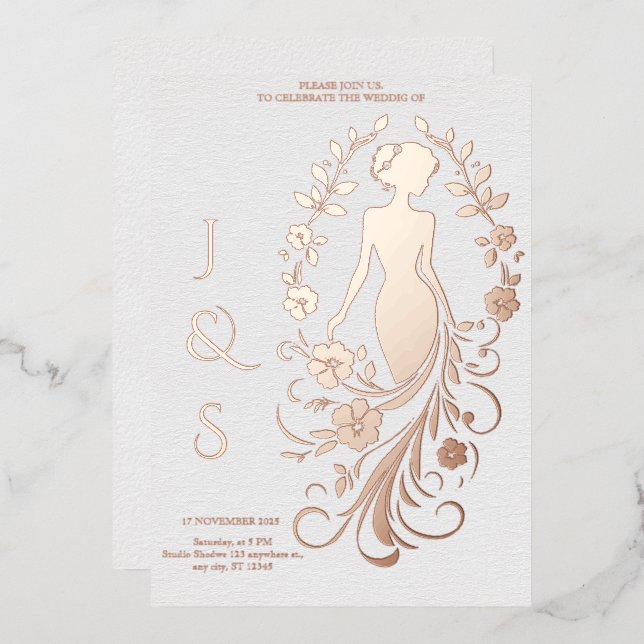 Rose Gold Foil Bride Wedding  (Front/Back)