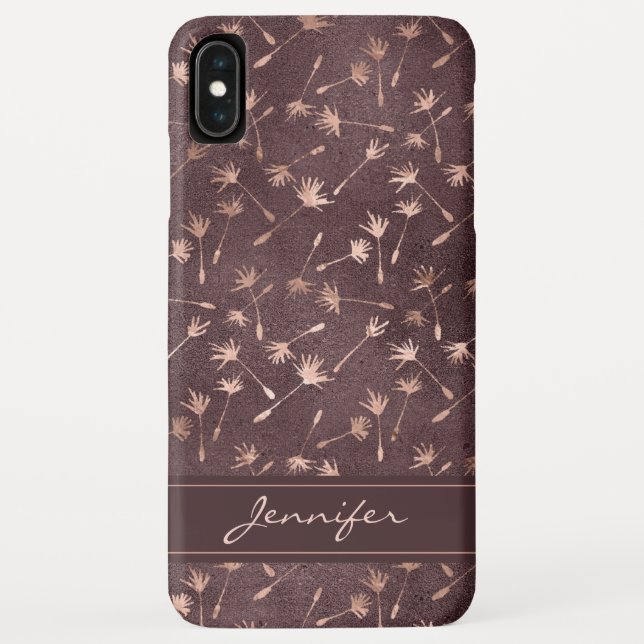 Rose Gold Foil - Burgundy Pattern - Add Your Name Case-Mate iPhone Case (Back)