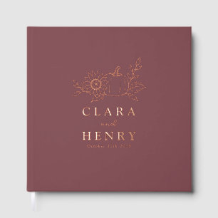 Rose Gold Foil Burgundy Pumpkin Guest Book