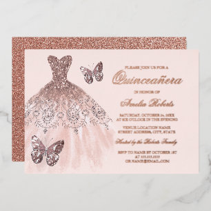 ROSE GOLD FOIL Butterfly Dress Quinceanera
