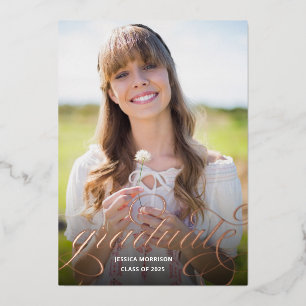 Rose Gold Foil Calligraphy Photo Graduation Party