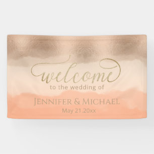 Rose gold foil champagne cantaloupe watercolor banner