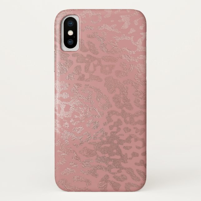 Rose Gold Foil Cheetah Animal Pattern Case-Mate iPhone Case (Back)