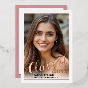 Rose gold foil Class of 2023 script photo