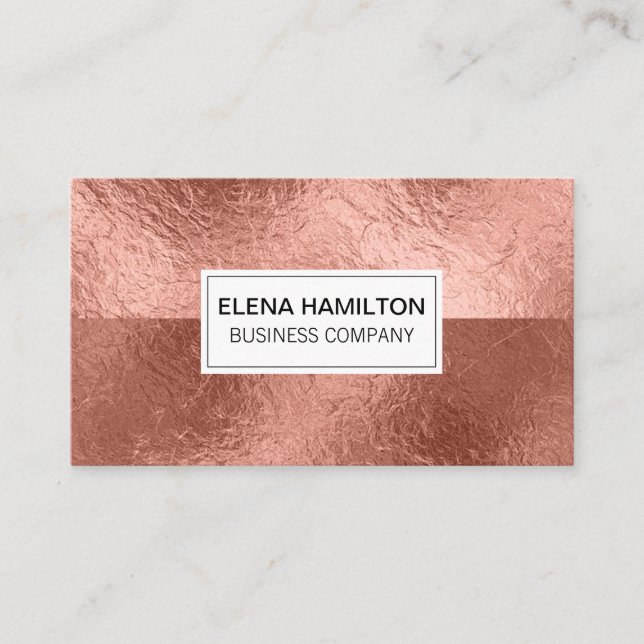 Rose Gold Foil Colour Block Business Card (Front)