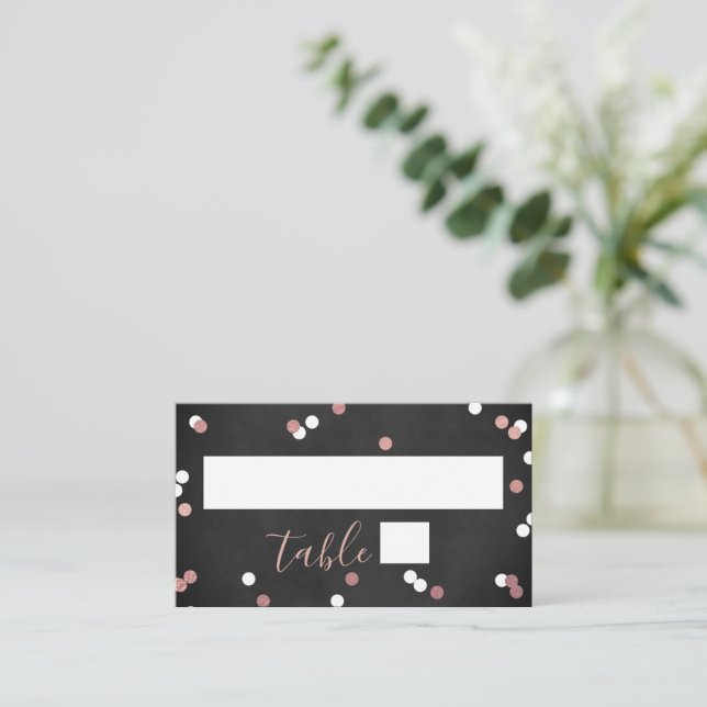 Rose Gold Foil Confetti Bridal Shower Place Card (Standing Front)