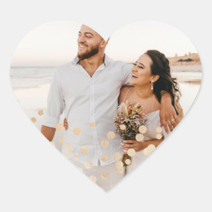 Rose Gold Foil Confetti Wedding Photo Heart Sticker