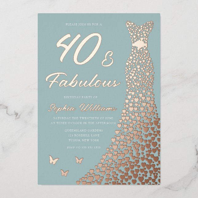 Rose Gold Foil Dress 40 & Fabulous 40th Birthday (Front)