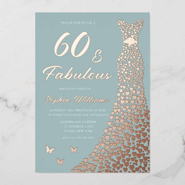 Rose Gold Foil Dress 60 & Fabulous 60th Birthday (Front)