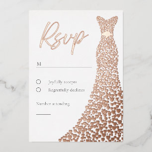 Rose Gold Foil Dress Bridal Or Birthday RSVP Card