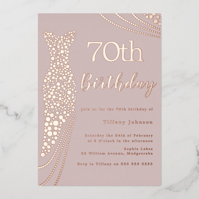 Rose Gold Foil Dress Pink Elegant 70th Birthday (Front)
