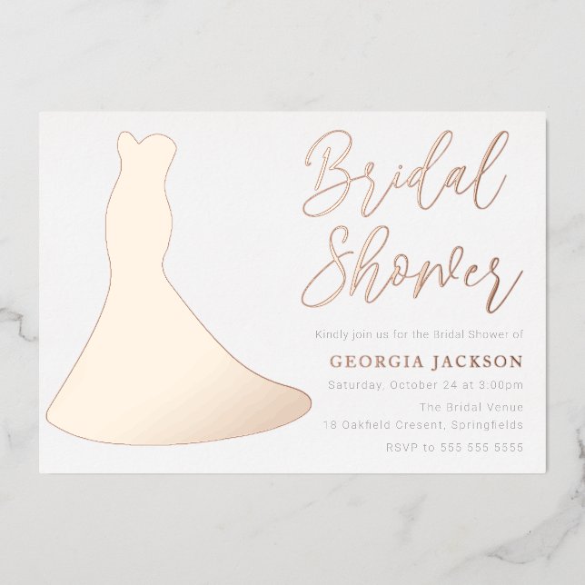 Rose Gold Foil Dress Silhouette Bridal Shower  (Front)