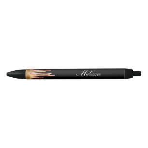 rose gold foil drip black ink pen