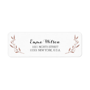 Rose Gold Foil Effect Return Address Labels Floral