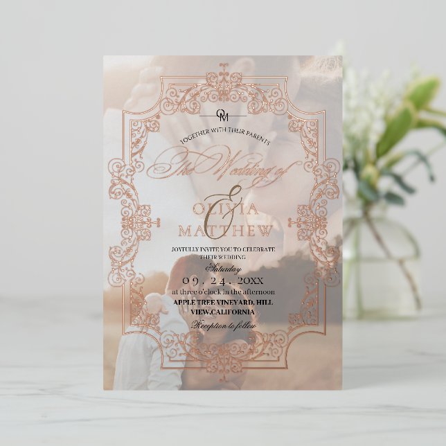 Rose Gold Foil Elegance 2 Photo Wedding (Standing Front)