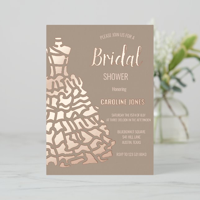 Rose Gold Foil Elegant Dress Bridal Shower (Standing Front)
