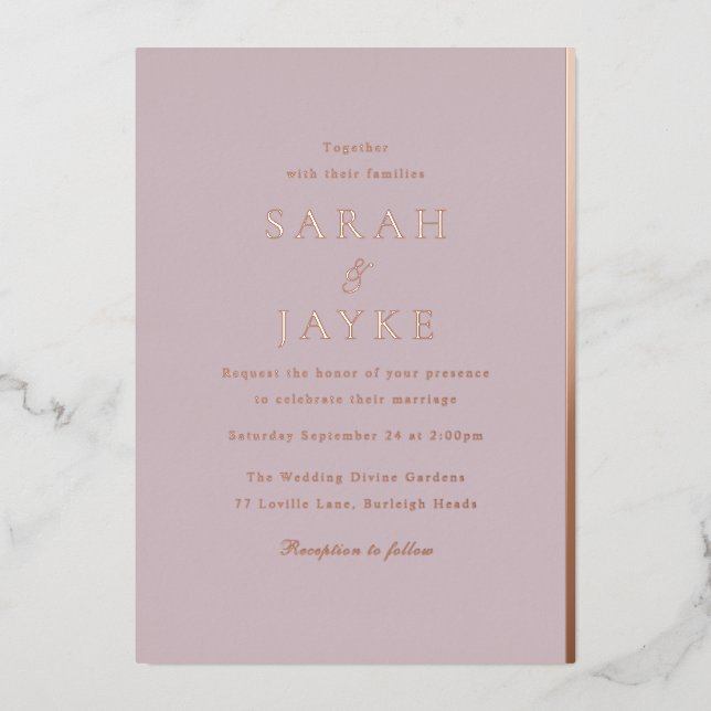 Rose Gold Foil Elegant Modern Wedding (Front)