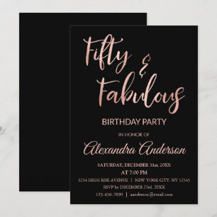 Rose Gold Foil Fifty and Fabulous Invitation