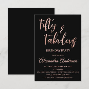 Rose Gold Foil Fifty and Fabulous Invitation