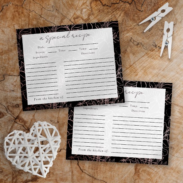 Rose Gold Foil Floral Bridal Shower Recipe Card (Creator Uploaded)