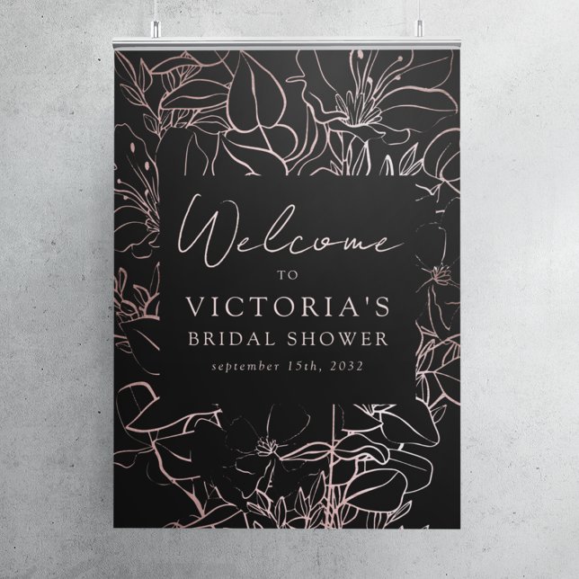 Rose Gold Foil Floral Bridal Shower Welcome Sign (Creator Uploaded)