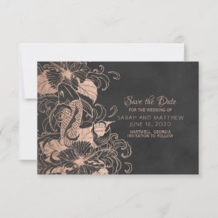 Rose Gold Foil Floral Koi Wedding Save the Date