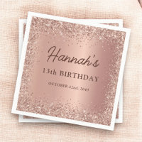 Rose Gold Foil Glitter 13th Birthday Name