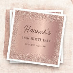 Rose Gold Foil Glitter 18th Birthday Name Napkin<br><div class="desc">Celebrate the big milestone with these Rose Gold Foil Glitter 18th Birthday Name Napkins. Adorned with a stunning rose gold foil glitter design and personalised with the celebrant's name,  these napkins add a chic and sparkling touch to your 18th birthday party,  making it a truly unforgettable occasion.</div>