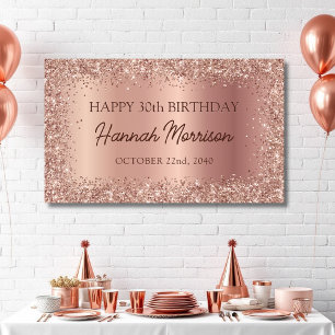 Rose Gold Foil Glitter 30th Birthday Script Banner