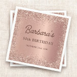 Rose Gold Foil Glitter 50th Birthday Name Napkin<br><div class="desc">Add a touch of elegance to your 50th Birthday celebration with these Rose Gold Foil Glitter 50th Birthday Name Napkins. Featuring a chic rose gold foil glitter design and personalised with the celebrant’s name, these napkins are the perfect addition to a milestone birthday event, creating a sophisticated atmosphere that your...</div>