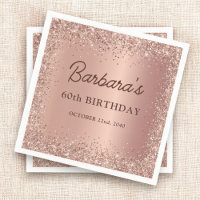 Rose Gold Foil Glitter 60th Birthday Name