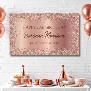 Rose Gold Foil Glitter 70th Birthday Script Banner