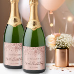 Rose Gold Foil Glitter 80th Birthday Monogram Sparkling Wine Label<br><div class="desc">Modern Elegant Rose gold glitter metallic Personalised Monogram Name 80th (or ANY AGE) Birthday Party Sparkling Wine Label. This Girly Adult feminine Birhday party design featuring a Monogram Name in a stylish handwritten calligraphy script and date and age on blush pink or rose gold faux brushed metallic foil look background...</div>