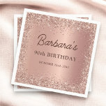 Rose Gold Foil Glitter 90th Birthday Name Napkin<br><div class="desc">Celebrate in style with these Rose Gold Foil Glitter 90th Birthday Name Napkins. Featuring sparkling rose gold foil glitter and personalised with the name of the birthday honoree, these napkins add an elegant touch to your 90th birthday party. Perfect for a sophisticated and memorable event, they bring a touch of...</div>