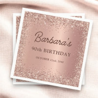 Rose Gold Foil Glitter 90th Birthday Name
