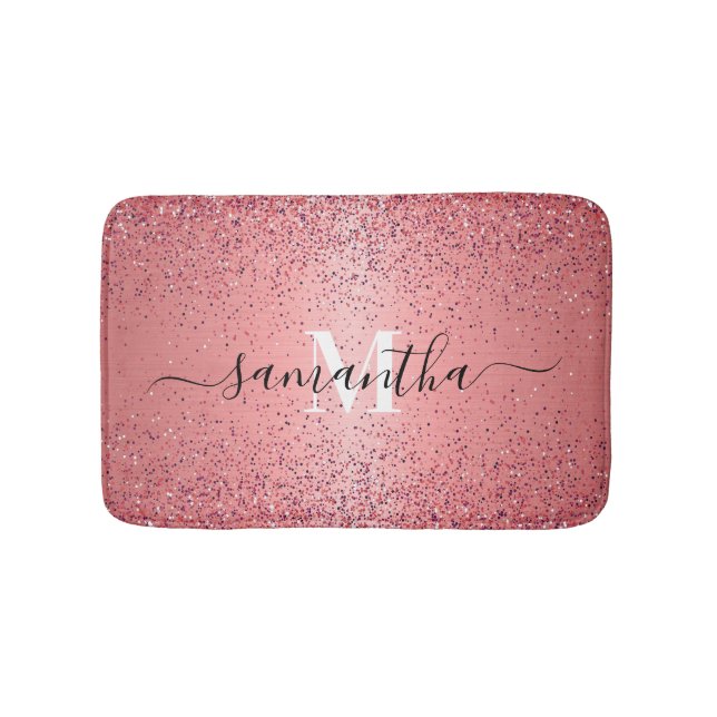 Rose Gold Foil Glitter Bath Mat (Front)