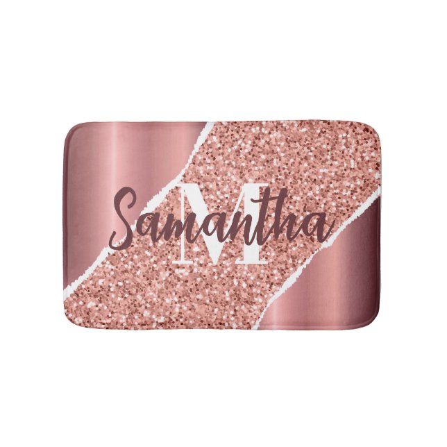 Rose Gold Foil Glitter Bath Mat (Front)