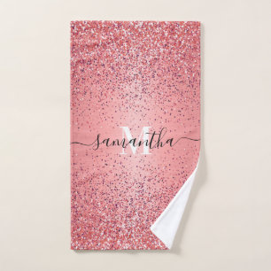 Rose Gold Foil Glitter Bath Towel Set