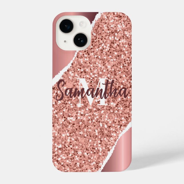 Rose Gold Foil Glitter iPhone Case (Back)