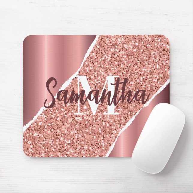 Rose Gold Foil Glitter Mouse Mat (With Mouse)