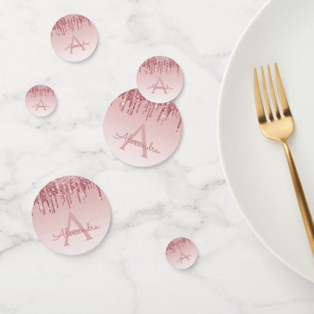 Rose Gold Foil Glitter Sparkle Monogram Confetti (Group)