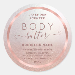 Rose gold foil glittery script  body butter label