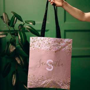 Rose Gold Foil Glittery Stylish Chic Modern Fancy Tote Bag
