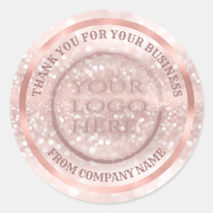 Rose gold foil glittery thank custom logo classic  classic round sticker
